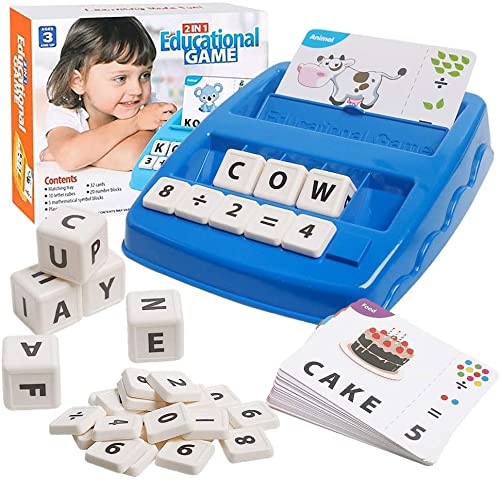 PATPAT Spelling Games for Kids,Brain Games for Kids with Flash Cards,2 in 1 Matching Letter Number Games for Boys and Girls Sight Words Recognition Kindergarten Teaching Tools Preschool 3-8 Mazarine PATPAT Spelling Games for Kids,Brain Games for Kids with Flash Cards,2 in 1 Matching Letter Number Games for Boys and Girls Sight Words Recognition Kindergarten Teaching Tools Preschool 3-8 Mazarine